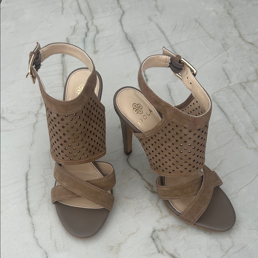 Isola tan suede heels